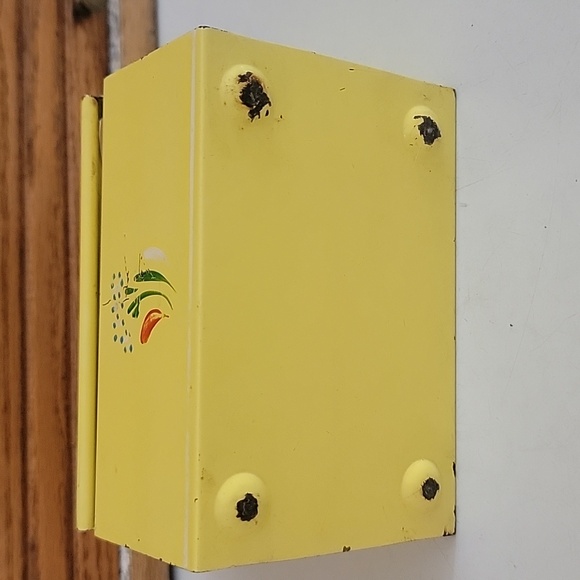 Vintage Ransburg Metal Slant Front Recipe Box Yellow Bouquet - Picture 5 of 6